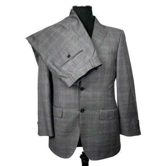 Sakes Fifth Ave Black Label Ermenegildo Zegna Gray Suit Set - Mens 38 Blazer